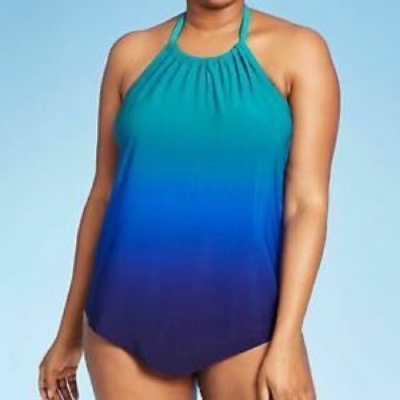 Aqua Green Swim Nwt Aqua Green Ombr Halter Swimsuit Top Tankini Size M Poshmark